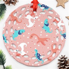 Dinosaurs-seamless-pattern-kids Ornament (round Filigree)