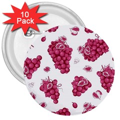 Grape-bunch-seamless-pattern-white-background-with-leaves 001 3  Buttons (10 Pack)  by nate14shop