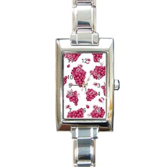 Grape-bunch-seamless-pattern-white-background-with-leaves 001 Rectangle Italian Charm Watch by nate14shop