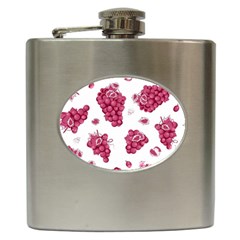 Grape-bunch-seamless-pattern-white-background-with-leaves 001 Hip Flask (6 Oz) by nate14shop