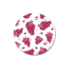 Grape-bunch-seamless-pattern-white-background-with-leaves 001 Magnet 3  (round) by nate14shop