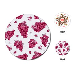 Grape-bunch-seamless-pattern-white-background-with-leaves 001 Playing Cards Single Design (round)