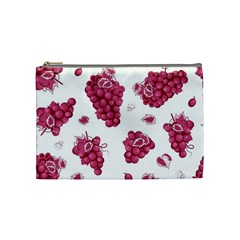 Grape-bunch-seamless-pattern-white-background-with-leaves 001 Cosmetic Bag (medium) by nate14shop