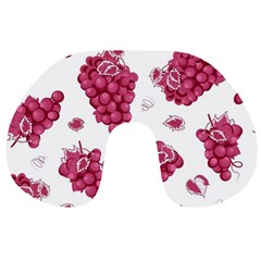 Grape-bunch-seamless-pattern-white-background-with-leaves 001 Travel Neck Pillow by nate14shop