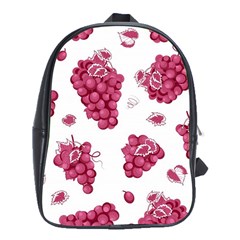 Grape-bunch-seamless-pattern-white-background-with-leaves 001 School Bag (xl) by nate14shop