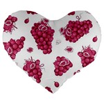 Grape-bunch-seamless-pattern-white-background-with-leaves 001 Large 19  Premium Heart Shape Cushions Front