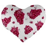 Grape-bunch-seamless-pattern-white-background-with-leaves 001 Large 19  Premium Heart Shape Cushions Back