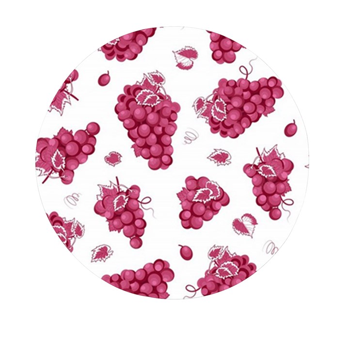 Grape-bunch-seamless-pattern-white-background-with-leaves 001 Mini Round Pill Box