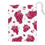 Grape-bunch-seamless-pattern-white-background-with-leaves 001 Drawstring Pouch (5XL) Front