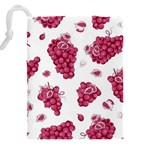 Grape-bunch-seamless-pattern-white-background-with-leaves 001 Drawstring Pouch (5XL) Back