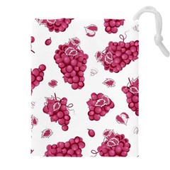 Grape-bunch-seamless-pattern-white-background-with-leaves 001 Drawstring Pouch (5xl) by nate14shop