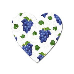 Grape-bunch-seamless-pattern-white-background-with-leaves Heart Magnet by nate14shop