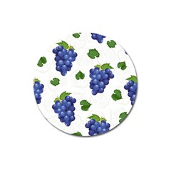 Grape-bunch-seamless-pattern-white-background-with-leaves Magnet 3  (round) by nate14shop