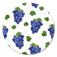 Grape-bunch-seamless-pattern-white-background-with-leaves Magnet 5  (round) by nate14shop