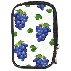 Grape-bunch-seamless-pattern-white-background-with-leaves Compact Camera Leather Case by nate14shop