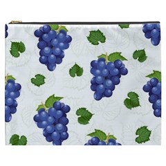 Grape-bunch-seamless-pattern-white-background-with-leaves Cosmetic Bag (xxxl)