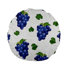 Grape-bunch-seamless-pattern-white-background-with-leaves Standard 15  Premium Round Cushions by nate14shop