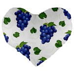 Grape-bunch-seamless-pattern-white-background-with-leaves Large 19  Premium Heart Shape Cushions Back