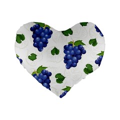 Grape-bunch-seamless-pattern-white-background-with-leaves Standard 16  Premium Heart Shape Cushions by nate14shop