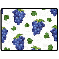 Grape-bunch-seamless-pattern-white-background-with-leaves Double Sided Fleece Blanket (large)  by nate14shop