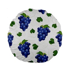 Grape-bunch-seamless-pattern-white-background-with-leaves Standard 15  Premium Flano Round Cushions by nate14shop