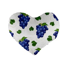 Grape-bunch-seamless-pattern-white-background-with-leaves Standard 16  Premium Flano Heart Shape Cushions by nate14shop