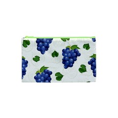 Grape-bunch-seamless-pattern-white-background-with-leaves Cosmetic Bag (xs) by nate14shop