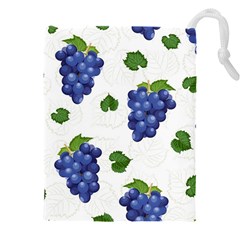 Grape-bunch-seamless-pattern-white-background-with-leaves Drawstring Pouch (4xl) by nate14shop