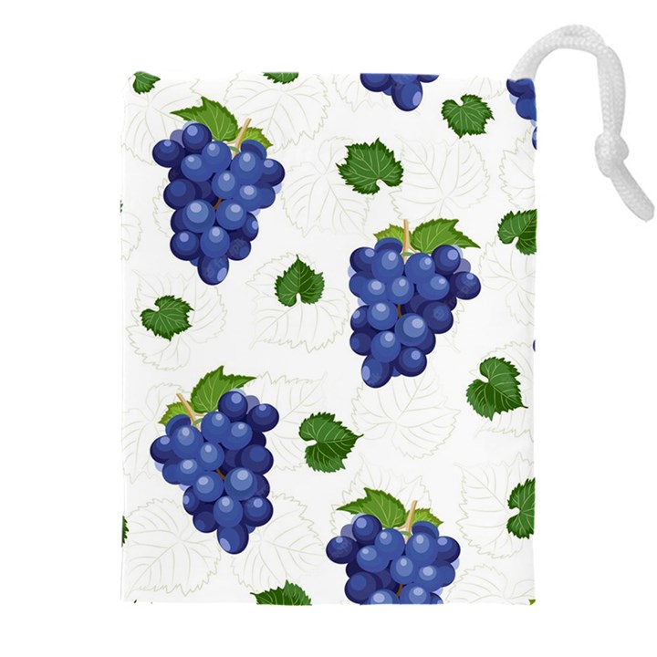 Grape-bunch-seamless-pattern-white-background-with-leaves Drawstring Pouch (4XL)