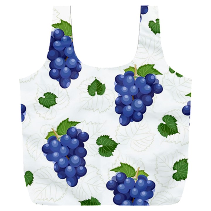 Grape-bunch-seamless-pattern-white-background-with-leaves Full Print Recycle Bag (XXL)