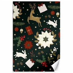 Hand Drawn Christmas Pattern Design Canvas 24  X 36 