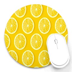 Lemon-fruits-slice-seamless-pattern Round Mousepads by nate14shop