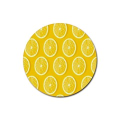 Lemon-fruits-slice-seamless-pattern Rubber Round Coaster (4 Pack) by nate14shop