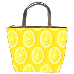 Lemon-fruits-slice-seamless-pattern Bucket Bag by nate14shop