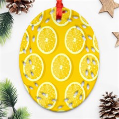 Lemon-fruits-slice-seamless-pattern Oval Filigree Ornament (two Sides) by nate14shop