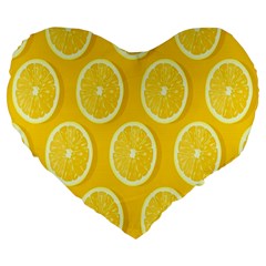 Lemon-fruits-slice-seamless-pattern Large 19  Premium Flano Heart Shape Cushions by nate14shop