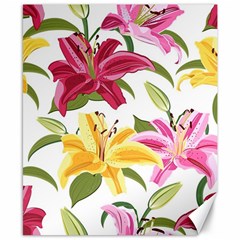 Lily-flower-seamless-pattern-white-background 001 Canvas 8  X 10 