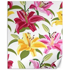 Lily-flower-seamless-pattern-white-background 001 Canvas 11  X 14  by nate14shop