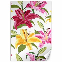 Lily-flower-seamless-pattern-white-background 001 Canvas 12  X 18  by nate14shop