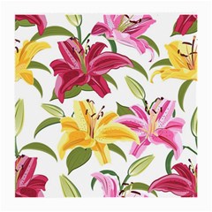 Lily-flower-seamless-pattern-white-background 001 Medium Glasses Cloth by nate14shop