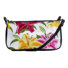 Lily-flower-seamless-pattern-white-background 001 Shoulder Clutch Bag by nate14shop