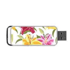 Lily-flower-seamless-pattern-white-background 001 Portable Usb Flash (one Side) by nate14shop