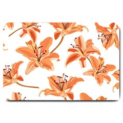 Lily-flower-seamless-pattern-white-background Large Doormat  by nate14shop