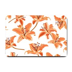 Lily-flower-seamless-pattern-white-background Small Doormat  by nate14shop