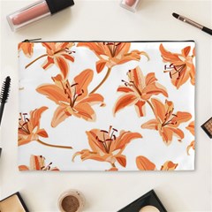 Lily-flower-seamless-pattern-white-background Cosmetic Bag (xl) by nate14shop