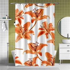 Lily-flower-seamless-pattern-white-background Shower Curtain 48  X 72  (small)  by nate14shop