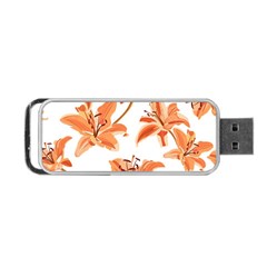 Lily-flower-seamless-pattern-white-background Portable Usb Flash (two Sides) by nate14shop