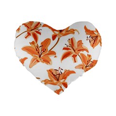 Lily-flower-seamless-pattern-white-background Standard 16  Premium Heart Shape Cushions by nate14shop