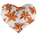 Lily-flower-seamless-pattern-white-background Large 19  Premium Heart Shape Cushions Front