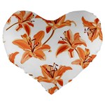 Lily-flower-seamless-pattern-white-background Large 19  Premium Heart Shape Cushions Back